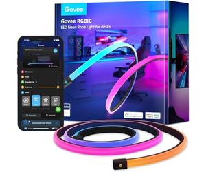 Govee Neon Ruban LED 3m pour Bureau Gaming, RGBIC Bande Découpable, Lampe Synchronisée avec Razer Chroma, Contrôle Intelligent APP, Compatible avec Alexa, Adaptateur (seulement WiFi 2,4G)
