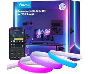Govee Neon Ruban LED pour Plinthe, 5M Bande LED pour Lignes et Coins Muraux | Compatible avec Matter/Alexa/Google Assistant,Music Sync,Découpable,Neon Lampe pour Salon,Chambre à Coucher,Lumière douce