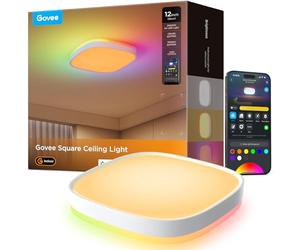 Govee Plafonnier LED, 24W éclairage de Plafond Intelligent RGBIC, Intensité Variable 2400lm, Compatible avec Matter et Alexa, 16 millions de Couleurs, Pour Salon Cuisine Chambre à Coucher, 30cm, Carré