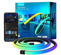 Govee RGBIC Bande LED néon pour bureau de jeu, 5 m, lumière douce, découpable, panneau néon, compatible avec Razer Chroma, 11 musique, 64+ scène, contrôle d'application RVB