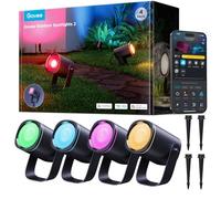 Govee Spots d'extérieur 2, IP67 étanche, Projecteur Extérieur RGBWIC, 69 Modes de Scène et 16 Millions de Couleurs Dimmables de 700 lm, Fonctionne avec Alexa, Google Assistant, Matter. 4 Paquets