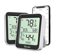 Govee Thermomètre Hygromètre Intérieur 2 Pièces, Petit Moniteur Mini Numérique à Haute Précision Capteur Humidité Température, LCD Bluetooth Stockage Données Maison Chambre Frigo Cave Garage Serre