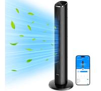 GoveeLife Ventilateur Tour Silencieux, 12 Vitesses jusqu’à 8 m/s, Commande par App et Vocale, Oscillation à 150°, Noir