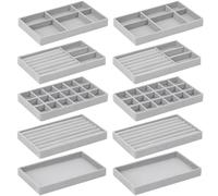 Govfrey Lot de 10 Organisateurs de Bijoux pour Tiroirs, Plateaux de Bijoux Empilables, Boîte de Rangement en Velours pour Bijoux à Placer dans la Garde-robe ou le Placard, Porte-Bijoux de Rangement et