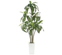 GOVIRAYE Dracaena Artificiel 180cm - Plante avec Pot Blanc 40cm, Décoration Boho pour Salon Extérieur/Intérieur Résistante UV