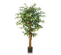 GOVIRAYE Ficus Vert Artificiel 180cm - Plante d'Intérieur/Extérieur pour Balcon ou Terrasse, Faux Arbre Feuillage Dense