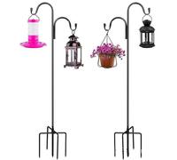 GOVNPJ 2PCS Crochets De Berger pour Jardin 124 cm,Double crochet de jardin à 5 griffes MÉTal pour Mangeoire Oiseaux Exterieur, LumiÈRes De Noël, Boules De Fleurs, Plantes Et DÉCorations De Noël