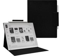 GOVTVA Étui magnétique en cuir ultra fin et léger avec boucle de stylo magnétique, mise en veille/réveil automatique, fermeture magnétique (tissu noir)