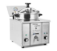 Gowe® 3 kW Pression de bureau Friteuse facile à utiliser et à haute efficacité Gris argenté en acier inoxydable, complète poulet électrique pression Friteuse