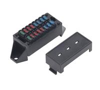 GOWENIC 16 Pièces 12V 24V Mini Fusible à Lame Boîte à Fusibles Support | Kit de circuit complet, montage sur rail sécurisé, construction ABS durable, intensités nominales assorties, pièce de