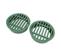 GOWENIC 2PCS Grille de Drain Ronde de 4in pour Pelouse Terrasse Toit | Couvercle de drainage ventilé, bloquant les feuilles de gravier, résistant aux intempéries, installation simple