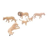 GOWENIC 6 Jouets de Famille de Lion Simulés |Mini Statues d'animaux Sauvages Authentiques pour Projets Scolaires, Lionceau en Vinyle Durable Mâle Femelle pour Enfants, Jeu Imaginatif