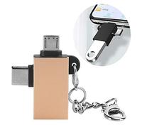 GOWENIC Adaptateur USB vers Type C 2 Pièces avec Interface USB 3.0, Convertisseur D'échelle en Alliage D'aluminium pour Appareils, Utilisation Rapide et Facile pour Les Jeux (Or avec chaîne)