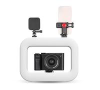 GOWENIC Anneau Lumineux LED Rechargeable, 240 Perles 96+ CRI Réglable 2500 K-8500 K pour Smartphone, Appareil Photo Vlog, avec Batterie 1500 MAh, 3 Supports de Griffe Froide