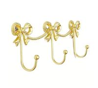 GOWENIC Antirouille et Imperméable à L'eau, avec Nœud doré, Porte-serviette, Porte-manteau Décoratif, Cintre pour Peignoir, 14x4,5x1,8 Pouces, Organisateur de Rangement en Fonte pour L'entrée de la