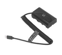 GOWENIC Batterie Factice NP F970 à Charge Rapide de Type C |Adaptateur d'alimentation Continue à Câble à Ressort avec Protection de sécurité pour Moniteur de Caméra