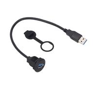 GOWENIC Câble USB 3.0 pour Montage sur Tableau de Bord, encastré, 0, | Connexion de verrouillage filetée, installation du tableau de bord, conducteur en laiton, coque PA66, cache-poussière inclus
