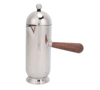 GOWENIC Cafetière en Acier Inoxydable de 350 Ml, Dessus bombé, Finition Miroir en Métal, Décoration de Table Argentée, Cafetière de Style Barista Vintage avec Poignée en Bois de Noyer, Facile à