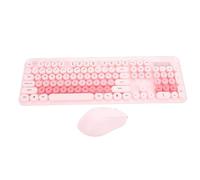 GOWENIC Ensemble Clavier et Souris sans Fil, Joli Style Machine à écrire 104 Touches avec Touches Rondes à Bulles, Clavier 2,4 GHz et Souris 3 DPI pour PC, Ordinateur Portable, Bureau (Pink)