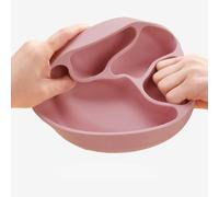 GOWENIC Ensemble D'alimentation pour bébé avec Plaque à Ventouse en Silicone, Cuillère et Fourchette, Conception Divisée sans BPA, Passe au Lave-vaisselle et au Micro-ondes, Idéal pour les Bébés de