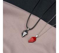 GOWENIC Ensemble de Colliers avec Pendentifs Assortis en Forme de Cœur Magnétique Simple, Pendentifs de Distance élégants pour les Couples Intimes, Bijoux de Noël en Corde Réglable pour Fils et