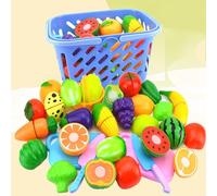 GOWENIC Ensemble de Jeu de Cuisine pour Enfants, Jouet de Coupe de Nourriture, Jeu de Simulation, Jouet éducatif en Plastique pour Petits Chefs âgés de 3 à 8 Ans (Jouets à découper les fruits (23pcs))