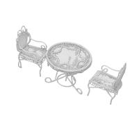 GOWENIC Ensemble de Meubles de Jardin Miniatures, Table à thé Blanche et Chaises, Maison de Poupée, Petits Meubles de Décoration en Métal 5x6x6cm pour Bricolage, Projet de Paysage, Accessoires (WHITE)
