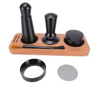 GOWENIC Ensemble de Pilon à café, Base en Acier et Bois Durable pour un Usage Domestique et Commercial avec Station de Stockage pour les Débutants et les Amateurs de café