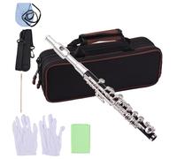 GOWENIC Flûte Piccolo élégante en Tube ABS Noir plaqué Argent, clé C Piccolo pour Débutants avec étui Rigide, Tige de Nettoyage et