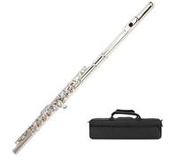GOWENIC Flûte Traversière en Ut 16 Trous, Clés Fermées, Argentée, avec | Instrument d\'orchestre d\'harmonie, système de touches adapté aux débutants, étui de transport de protection, ton clair et