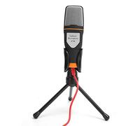 GOWENIC Kit de Microphone de Bureau avec Trépied |Micro à Condensateur Omnidirectionnel pour PC Portable 3,5 Mm Plug and Play pour l'enregistrement de Chat Vocal en Streaming Réunion en Ligne Noir