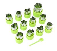 GOWENIC Lot de 12 Emporte-pièces Polyvalents en Acier Inoxydable pour Pâte à Fruits avec Couvercle Facile à Presser pour les Amateurs de Pâtisserie et les Cuisiniers Innovants (GREEN)