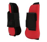 GOWENIC Lot de 2 Bottes Avant de Tendon de Cheval, Protection Contre Les Dommages Causés par Les Impacts, Port Confortable, Fermeture à Boucle à Crochet en Nylon (Pattes Avant Rouges XL)