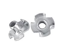 GOWENIC M8 30 Pièces Écrou à Griffes en Acier au Carbone à Quatre Dents | Insert fileté zingué, montage encastré, écrous en T pour panneaux de particules, fixation à dents, anti-tour