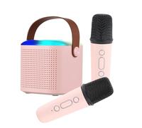 GOWENIC Mini Machine à karaoké, Microphone, Ensemble de Haut-parleurs, Volume Réglable, Haut-Parleur BT5.3, Chant Familial (Pink)