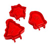 GOWENIC Mini Moule à à la Main, 3 Pièces, Presse-pâte, Moule à de Poche, de Cuisson en Plastique PP pour Pique-nique, Mini Presse- pour Formes d'arbre à Moufles en étoile (rouge)