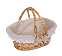 GOWENIC Panier tissé en Rotin, Panier Portable Durable à Double Poignée pour les Activités de Plage de Pique-nique, Tissage de Paille en Osier (GOWENICqfo5mkuigz-211103AH01-1)
