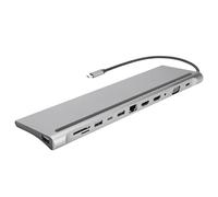 GOWENIC Station d'accueil USB C 12 en 1 | Hub Double 4K et VGA 1080P, Charge Rapide PD 87W, USB 3.0, Ethernet, Lecteur de Carte SD/TF pour Ordinateur Portable