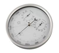 GOWENIC Station Météo Murale élégante en Alliage D'aluminium, Thermomètre, Baromètre pour Espaces Intérieurs et Extérieurs, 132mm, Argent