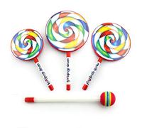GOWENIC Tambour à Percussion en Forme de Sucette avec Maillet de Couleur Arc-en-ciel pour Enfants, Jouet de Jeu de Musique, Surface de Tambour en Polyester de Couleur Arc-en-ciel, pour Enfants de 3