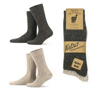GoWith 1-2 paires de chaussettes unisexes en laine d'alpaga, chaussettes thermiques et confortables en laine mérinos, chaussettes chauffantes et pelucheuses pour bottes d'hiver, beige/marron