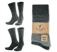 GoWith Chaussettes de randonnée en laine d'alpaga pour homme et femme, avec doublure thermique en tissu éponge, chaussettes douces, coupe basse, en mélange d'alpaga et de mérinos, Grau-Ant - 2 paires