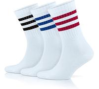 GoWith Chaussettes de sport blanches pour homme et femme, rayures rétro, course, tennis, gym, patinage, sans couture, anti-ampoules, chaussettes en coton rayé noir, blanc, 7-11