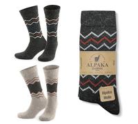 GoWith Chaussettes en laine d'alpaga pour homme et femme, mélange d'alpaga-mérinos, chaussettes chaudes et confortables, chaussettes thermiques à coupe classique, Beige/marron - 2 paires (modèle