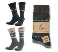 GoWith Chaussettes en laine d'alpaga pour hommes et femmes, chaussettes thermiques unisexes pour la randonnée, le travail, l'extérieur, Mod:3097, 2 paires