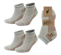 GoWith Lot de 2 paires de chaussettes basses en laine d'alpaga pour homme et femme, chaussettes de camping rembourrées en tissu éponge chaud thermique épais en mélange de mérinos, Écru/beige - 2