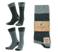 GoWith Lot de 2 paires de chaussettes thermiques en laine d'alpaga pour homme et femme, pour randonnée, travail, extérieur, modèle 3097, Gris anthracite, M