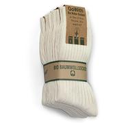GoWith Lot de 4 à 5 paires de chaussettes unisexes 97 % coton naturel, chaussettes décontractées confortables et respirantes pour homme et femme, Non teint - 5 paires, Large