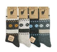 GoWith Lot de 4 paires de chaussettes en laine d'alpaga pour homme et femme - Chaussettes thermiques - Chaussettes d'hiver chaudes pour la randonnée et le trekking - Douces et confortables, Lot de