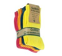 GoWith Lot de 5 paires de chaussettes en coton naturel, Multicolore-2, M
